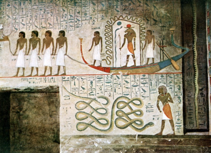 Boat scene, Tombs of the Nobles, Thebes, Egypt. Artist: Unknown