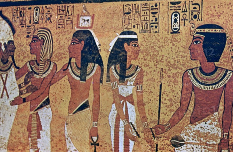 Wall paintings in the Tomb of Tutankhamun, Valley of the Kings, Luxor, Egypt. Artist: Unknown