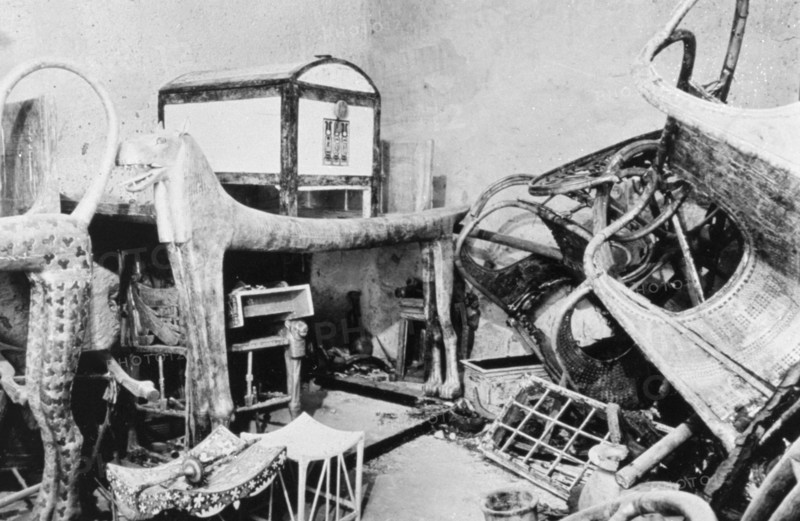 View of the antechamber of the Tomb of Tutankhamun, Valley of the Kings, Egypt, 1922. Artist: Unknown