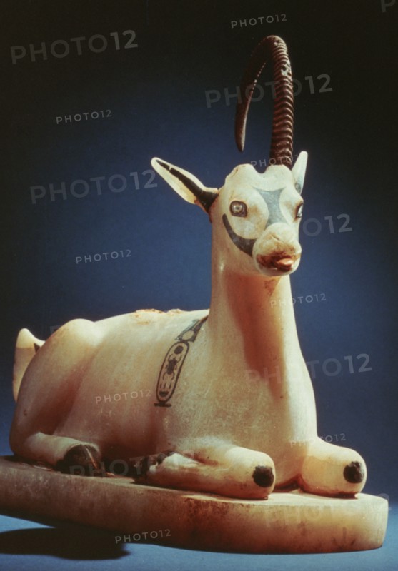 Lid of an unguent jar in the form of an ibex, from Tutankhamun's tomb, 14th century BC. Artist: Unknown