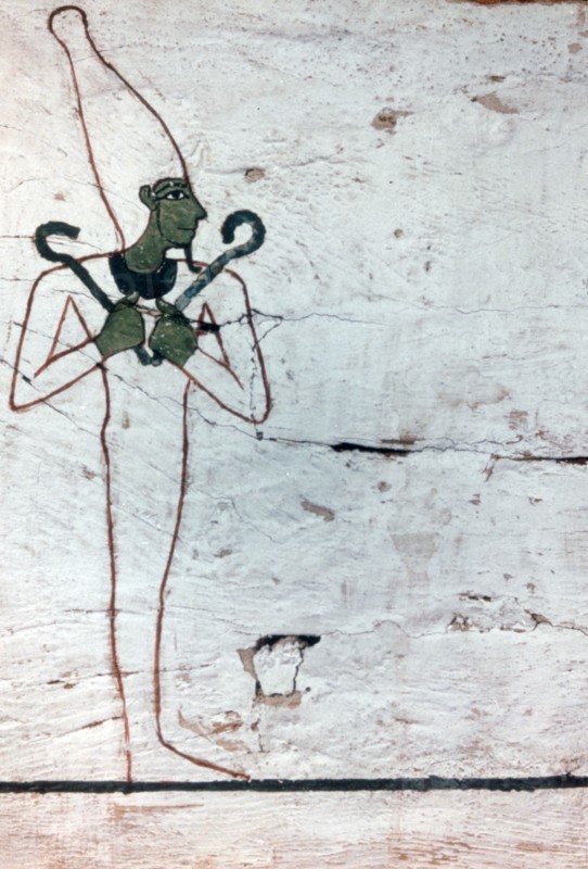 'Osiris the god of Deaths', (detail) sarcophagus of The Lady of Madja, 18th Dynasty. Artist: Unknown