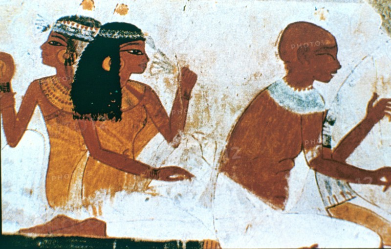 Wall Painting, Detail of The Deceased Couple, Tomb of Nakht, Thebes Artist: Unknown