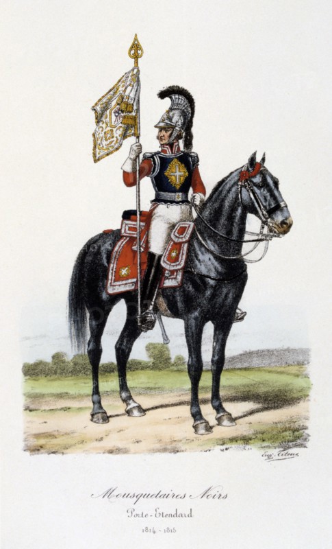Mousquetaires Noirs, Standard Bearer, 1814-15. Artist: Eugene Titeux