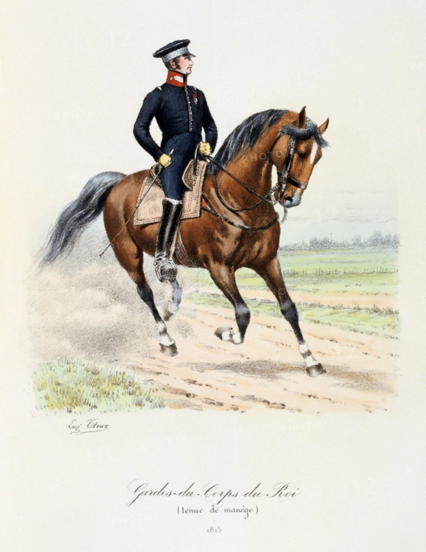 Gardes-du-Corps de Roi, tenue de manége,1815 Artist: Eugene Titeux