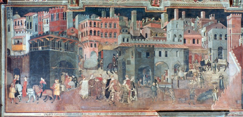 'Effects of Good Government on the City Life', (detail), c1330. Artist: Ambrogio Lorenzetti
