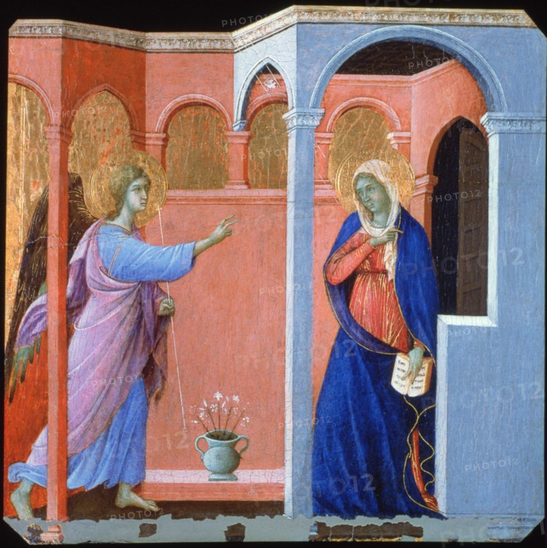 'Panel from the Maestà Altarpiece: The Annunciation', 1311. Artist: Duccio di Buoninsegna