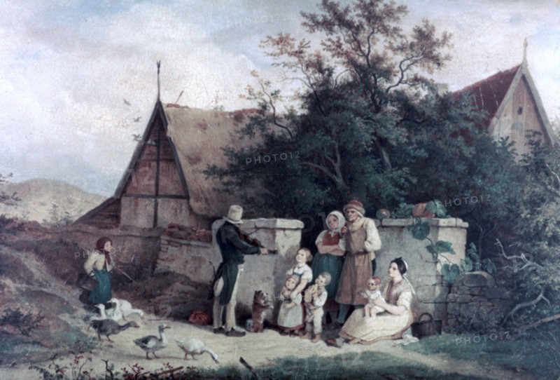 'The Fiddler of the Village', 1845. Artist: Ludwig Richter