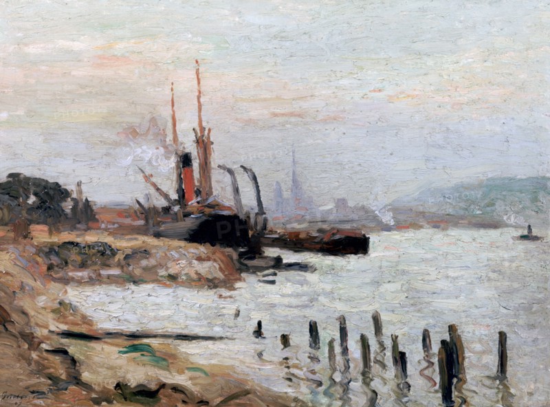 'The Seine River at Rohen', c1898-1942. Artist: Narcisse Guilbert