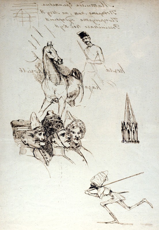'Study of Russians', c1823-1870. Artist: Prosper Merimee