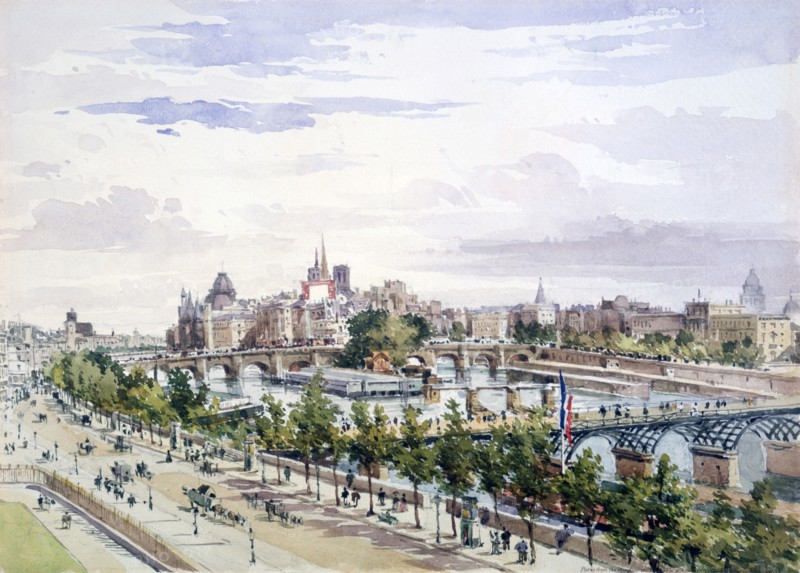 'Paris, from the Window of the Salle d'Apollon in the Louvre looking East', July 1867. Artist: Charles Claude Pyne