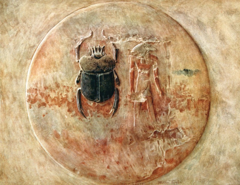 Scarab and Ra, Tomb of Seti, Egypt, 1910. Artist: Walter Tyndale