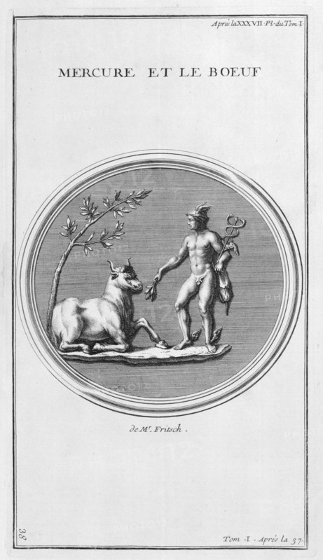 'Mercury and the Ox', 1757. Artist: Bernard de Montfaucon