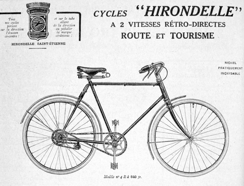 Hirondelle Saint Etienne, Bicycle Tourism Advertisement, 20th century. Artist: Unknown