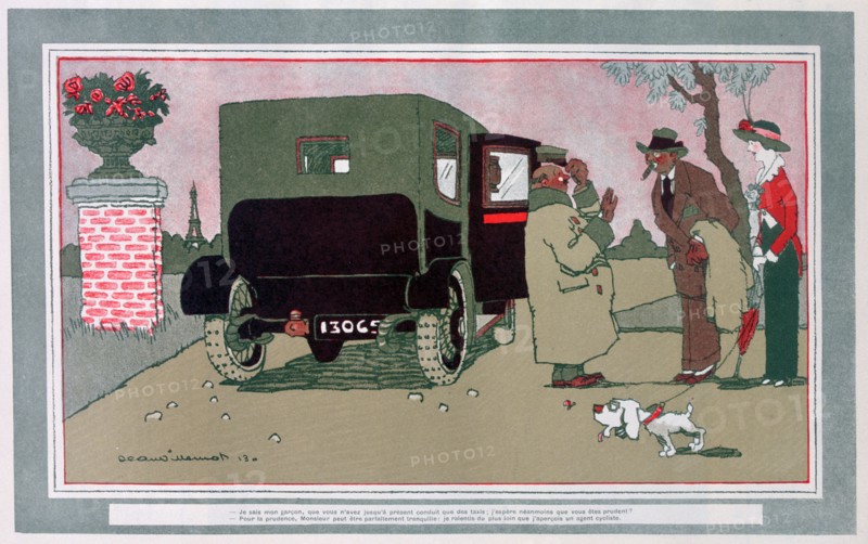 'The new chauffeur', French motoring cartoon, 1913. Artist: Jean Villemot