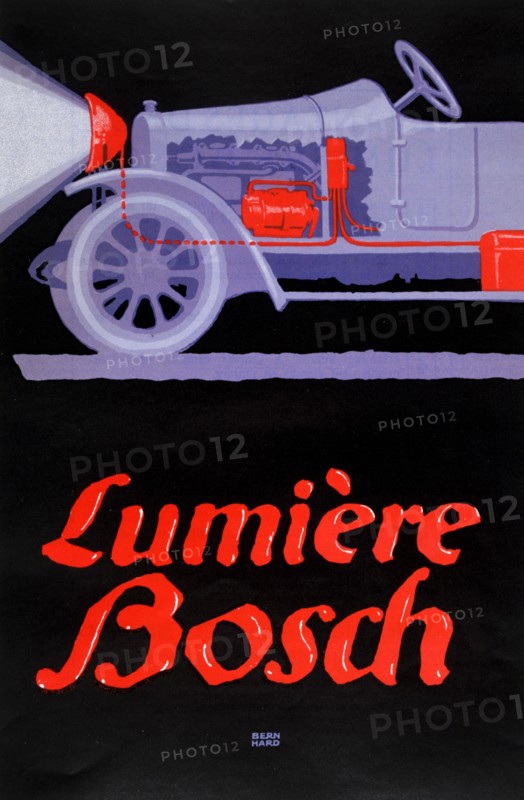 French advertisement for Bosch car headlamps, 1913. Artist: Bern Hard