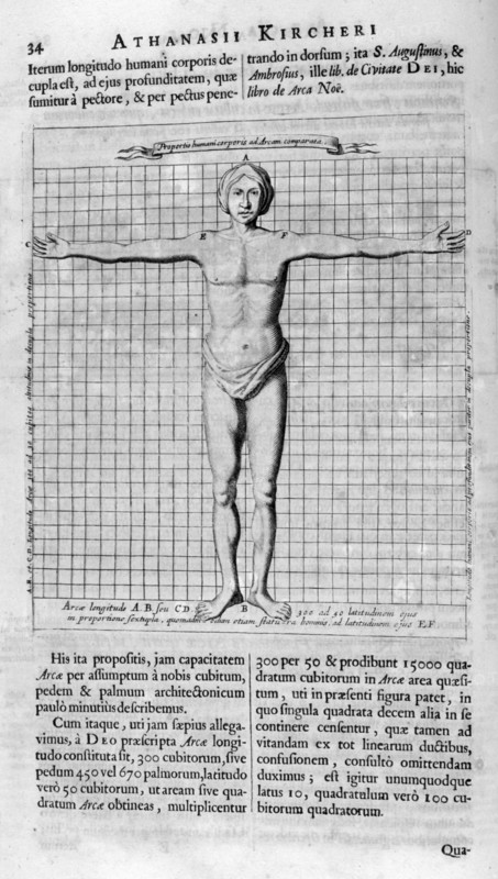 Proportions of man, 1675. Artist: Athanasius Kircher