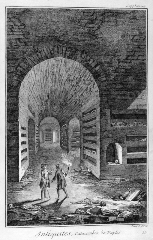 Catacombs of Naples, 1751-1777. Artist: Bernard