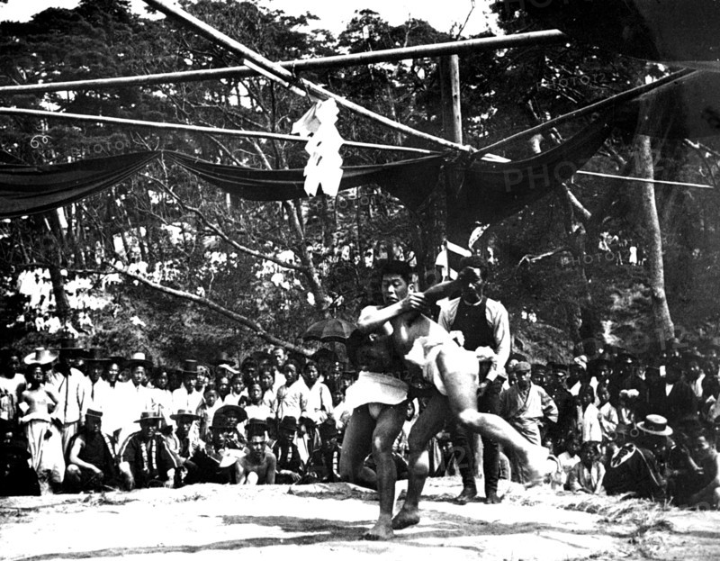 Japanese sumo wrestling, Korea, 1900. Artist: Unknown