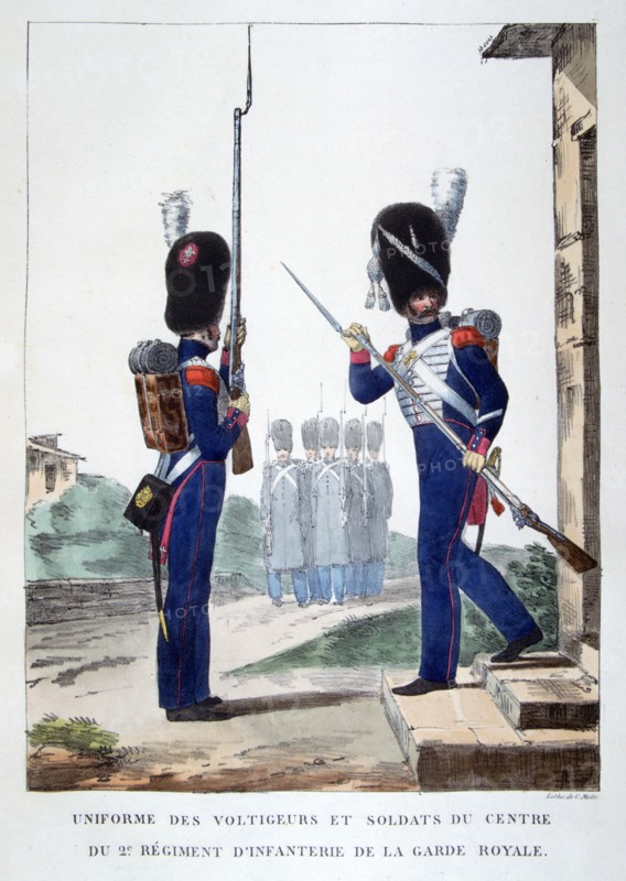 Uniforms of the 2nd infantry of the French royal guard, 1823.  Artist: Charles Etienne Pierre Motte