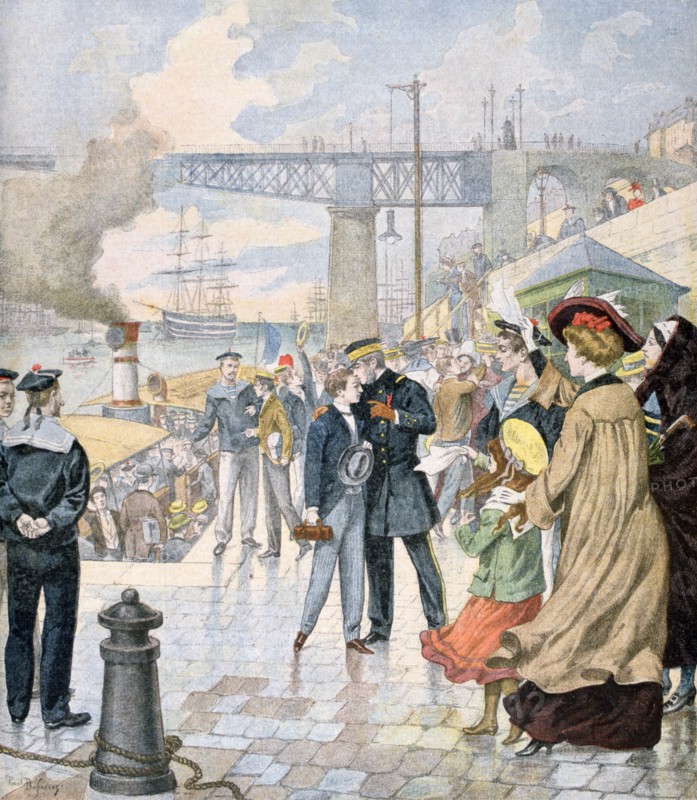 The return of the ship 'Borda', and embarkation of the ship 'Fistots', Brest, France, 1902. Artist: Unknown