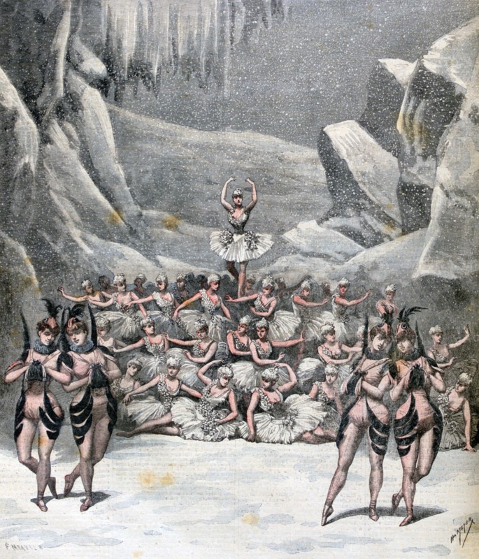 The Snow Ballet, from 'la Voyage dans la Lune' by Jacques Offenbach, 1892. Creator: Henri Meyer.