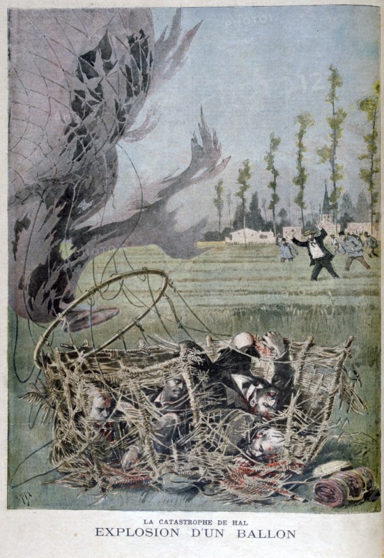 Balloon explosion in Hal, Belgium, 1895.  Artist: Henri Meyer