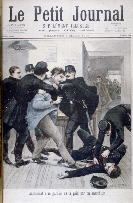 Assassination of a Policeman by an Anarchist, 1895. Artist: Lionel Noel Royer