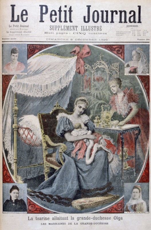 The tsarina nursing the Grand Duchess Olga of Russia, 1895. Artist: Henri Meyer