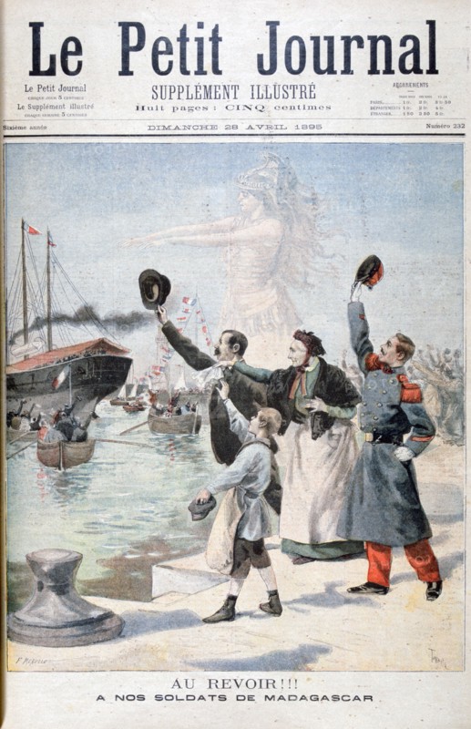 Goodbye!!, French soldiers on the way to Madagascar, 1895. Creator: F Meaulle.