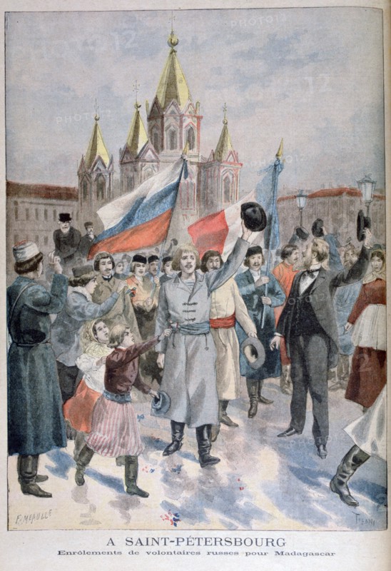 Enrolment of Russian volunteers for Madagascar, St Petersburg, 1895. Creator: F Meaulle.
