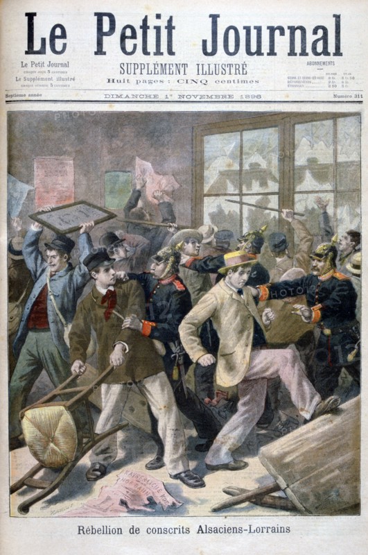 Rebellion of the Alsaciens-Lorrains conscripts, 1896. Creator: F Meaulle.