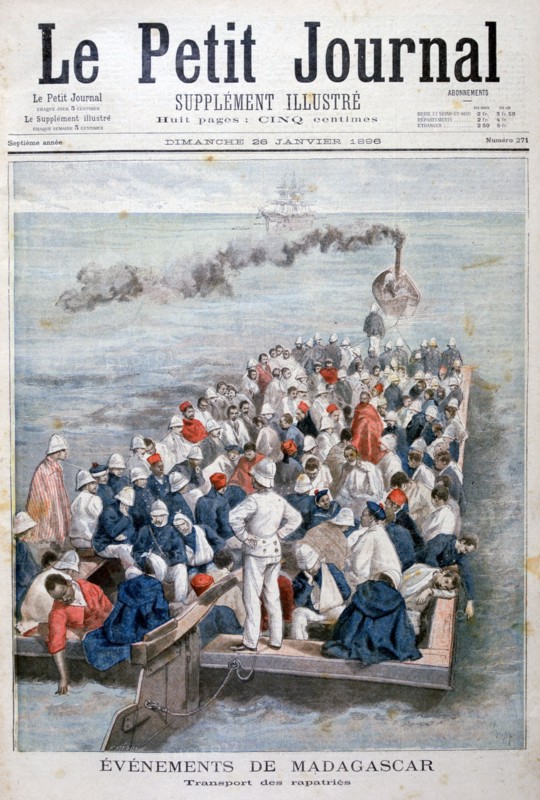 Events in Madagascar: the repatriation of French troops, 1896. Creator: F Meaulle.