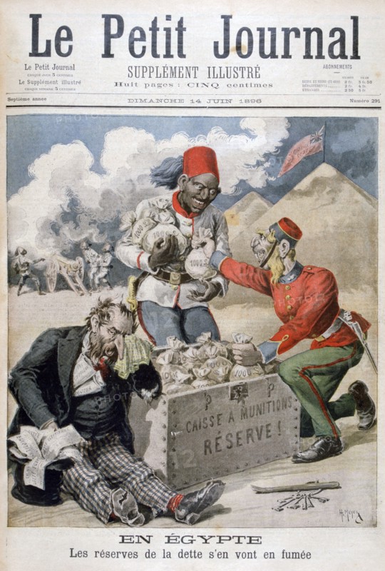 'In Egypt: The Reserves of the Debt Going up in Smoke', 1896. Artist: Henri Meyer