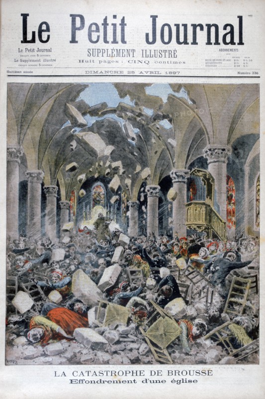 Collapse of a church, Brousse, France, 1897. Artist: Henri Meyer