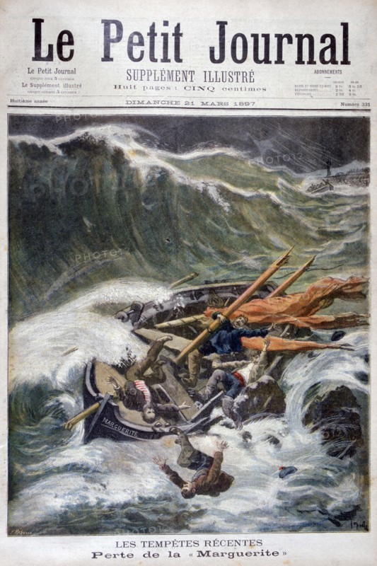 Loss of the fishing boat 'Marguerite', 1897. Creator: Oswaldo Tofani.