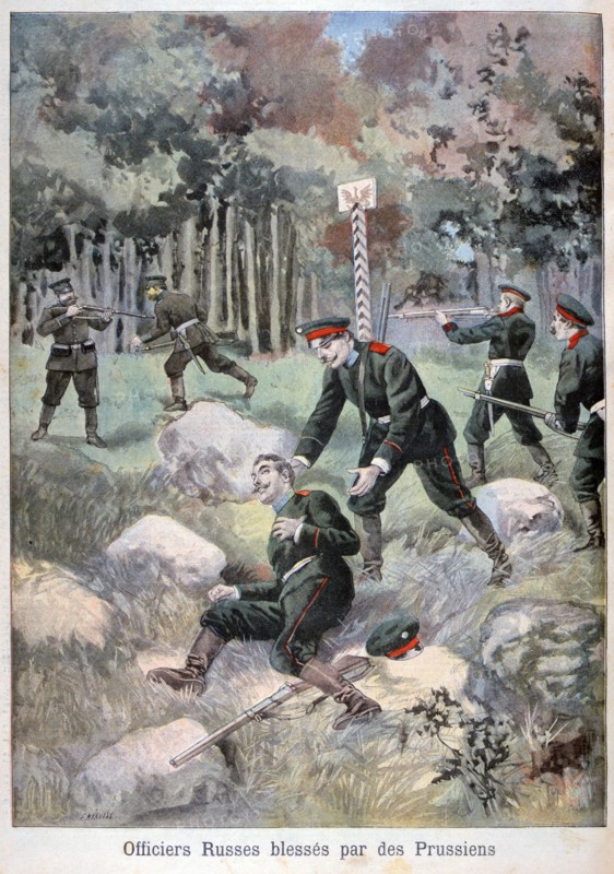 Russian officer wounded by the Prussians, Russian border, 1898. Creator: F Meaulle.