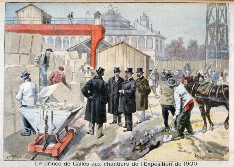 The Prince of Wales visiting the building sites for the Exposition Universelle of 1900, Paris, 1898. Creator: F Meaulle.