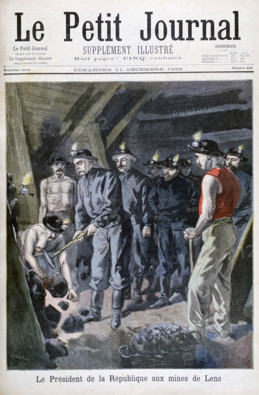 Felix Faure, President of the Republic, in the Mines at Lens, 1898. Creators: F Meaulle, Oswaldo Tofani.