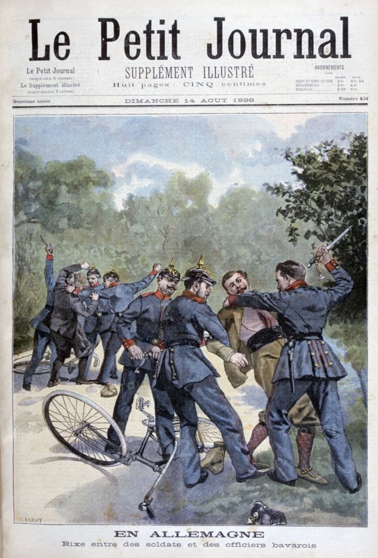 A brawl between German soldiers and Bavarian officers, Germany, 1898. Creator: F Meaulle.