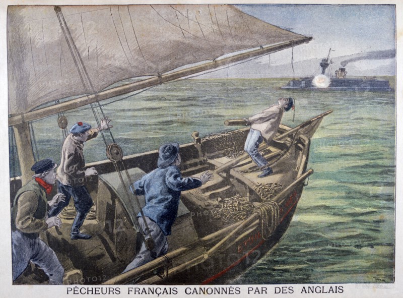 French fishermen fired on by the British, 1899. Artist: Oswaldo Tofani