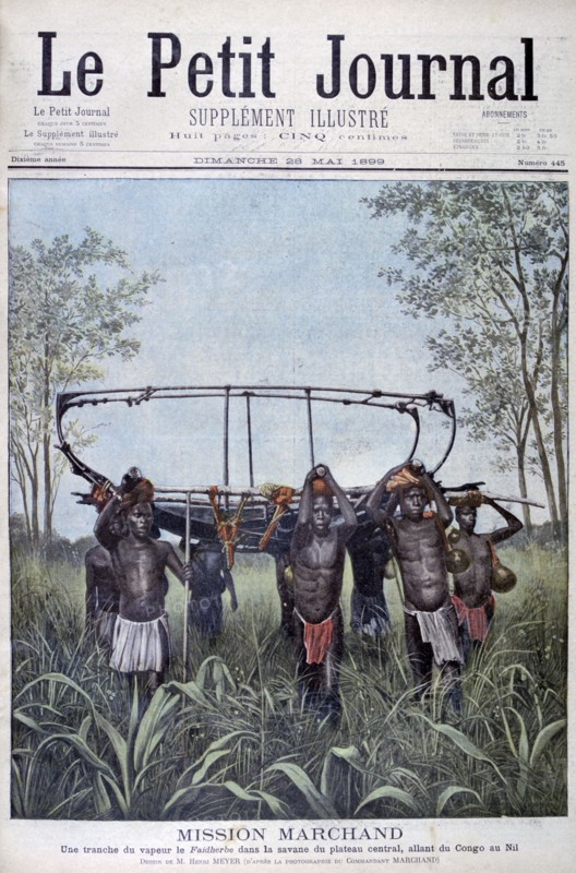 The Marchand Mission travelling from the Congo to the Nile, 1899.  Artist: Henri Meyer