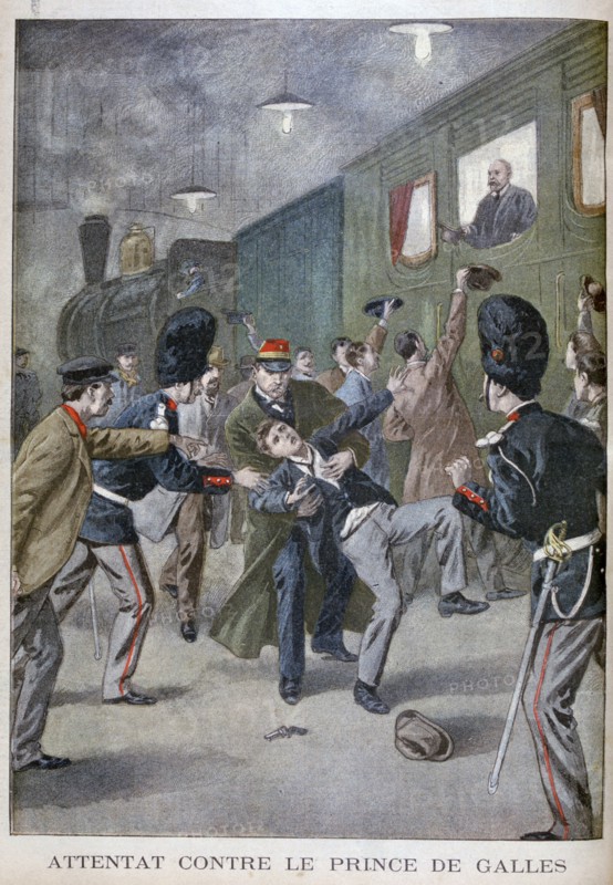 Attempted attack on Edward, Prince of Wales in Brussels, 1900. Artist: Unknown