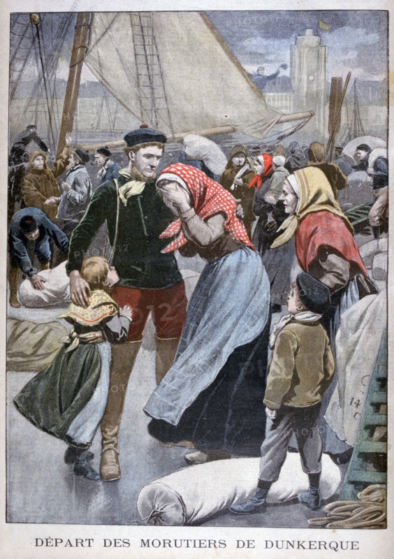 Departure of the cod-fishing boats from Dunkirk, 1900. Artist: Oswaldo Tofani