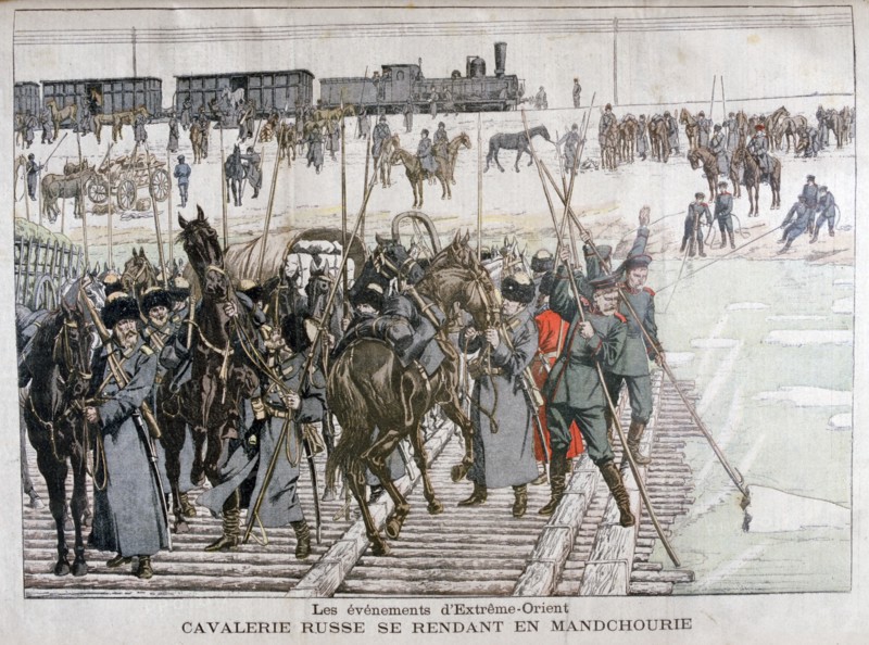 Russian cavalry heading into Mandchourie, China, 1900. Artist: Eugene Damblans
