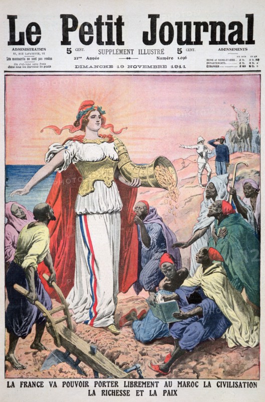 France providing civilisation, wealth and peace to Morocco, 19thy November 1911. Artist: Unknown