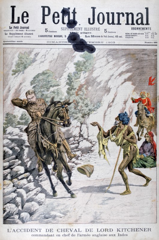 Lord Kitchener's horse accident, India, 1903. Artist: Unknown