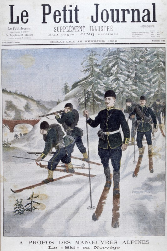 Troops on skis on alpine manoeuvres, Norway, 1902. Artist: Unknown