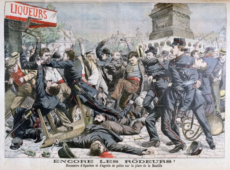 Armed criminals fighting with the police, Place de la Bastille, Paris, 1904. Artist: Unknown