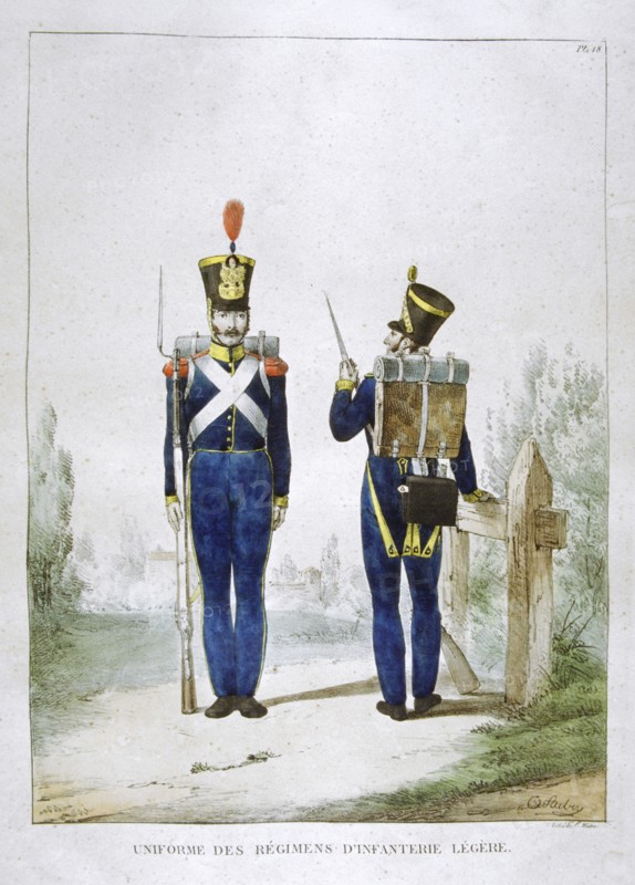 Uniform of a regiment of light infantry, France, 1823.  Artist: Charles Etienne Pierre Motte