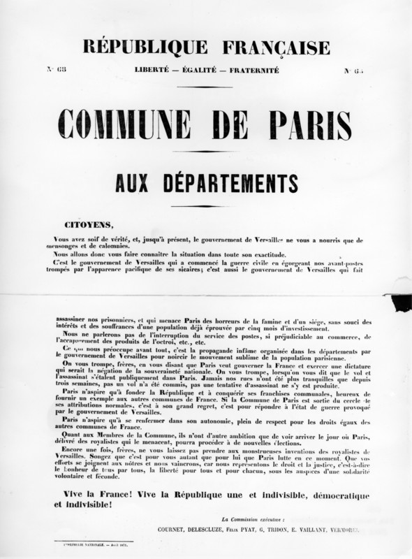 Commune de Paris, from French Political posters of the Paris Commune,  May 1871. Artist: Unknown